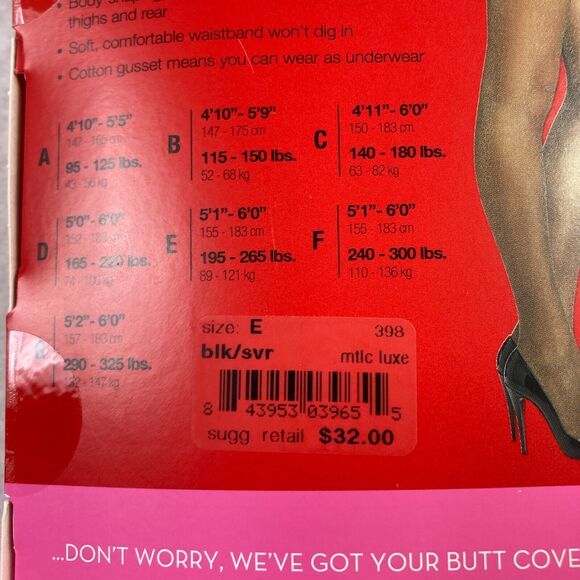 SPANX Body Shaping Tight End Tights Women's Size E Black Silver Metallic Pattern - Picture 6 of 7